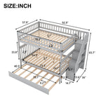 Full Over Full Bunk Bed with Trundle and Staircase
