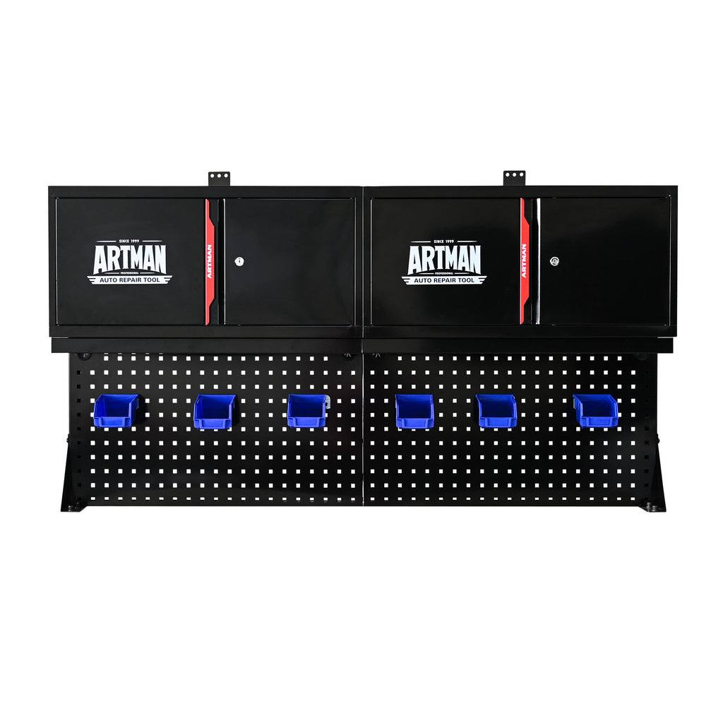 Wall-Mounted Double-Door Cabinet with Tool Rack