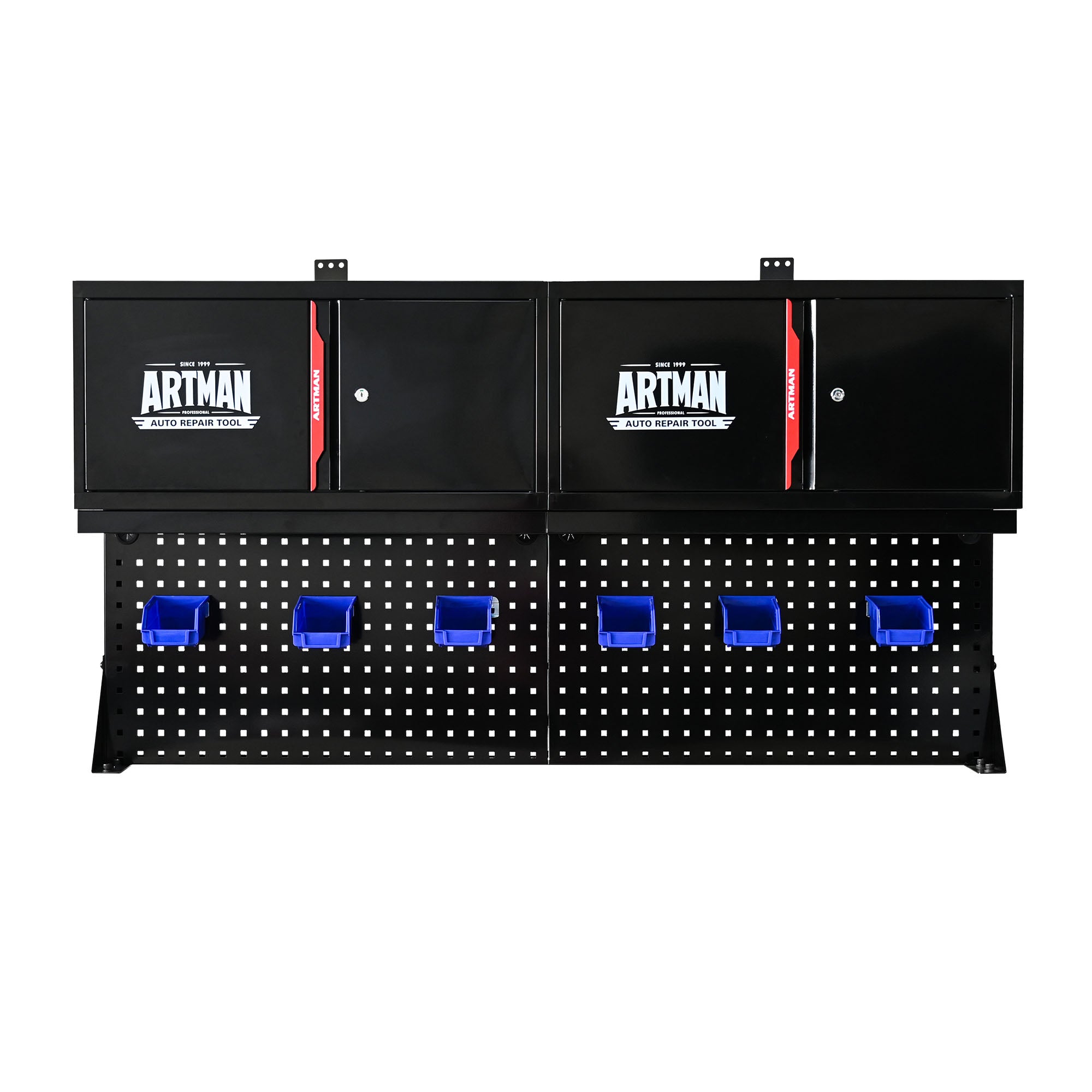 Wall-Mounted Double-Door Cabinet with Tool Rack