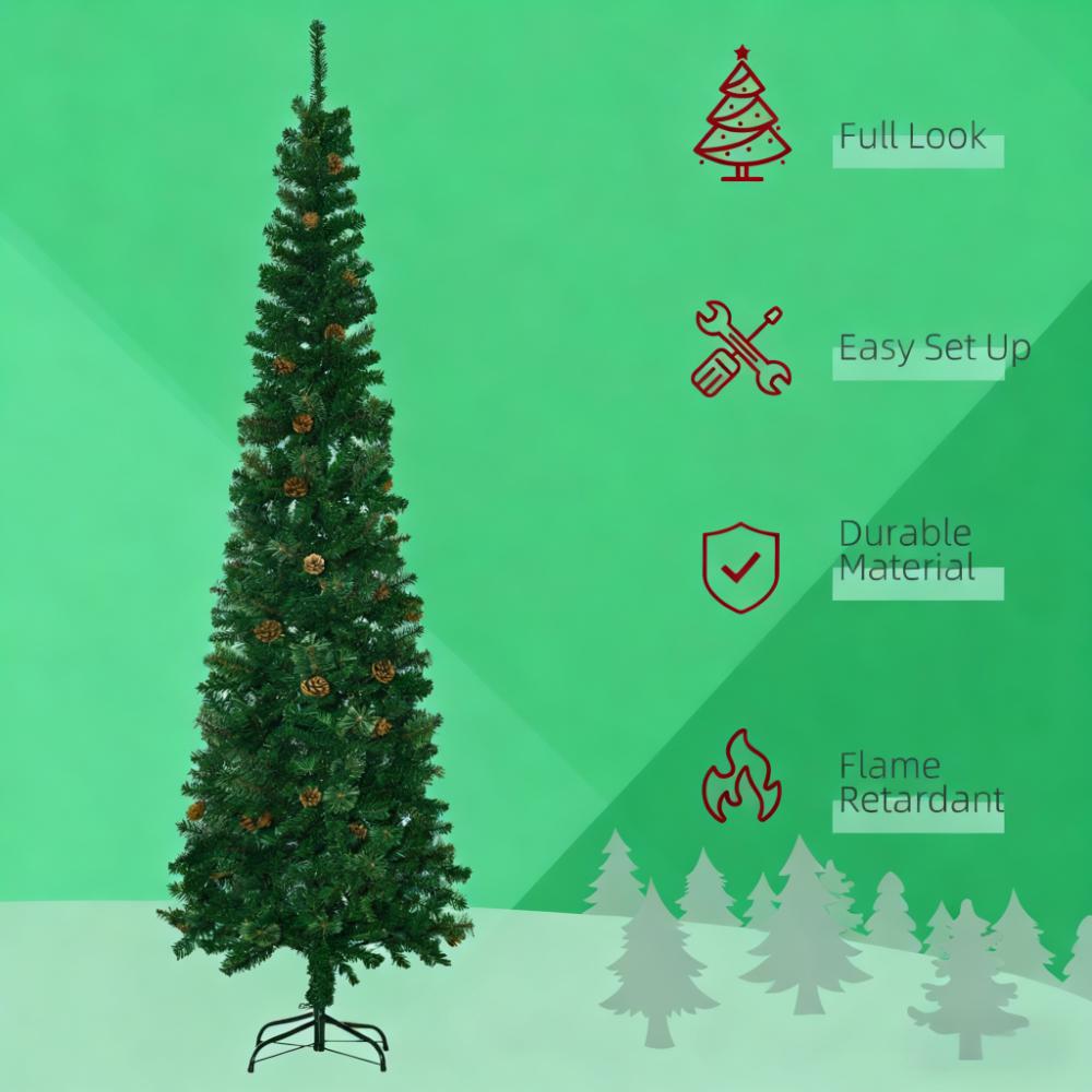 Slim Pine Needles Xmas Tree - 7.5 Foot Pencil Design