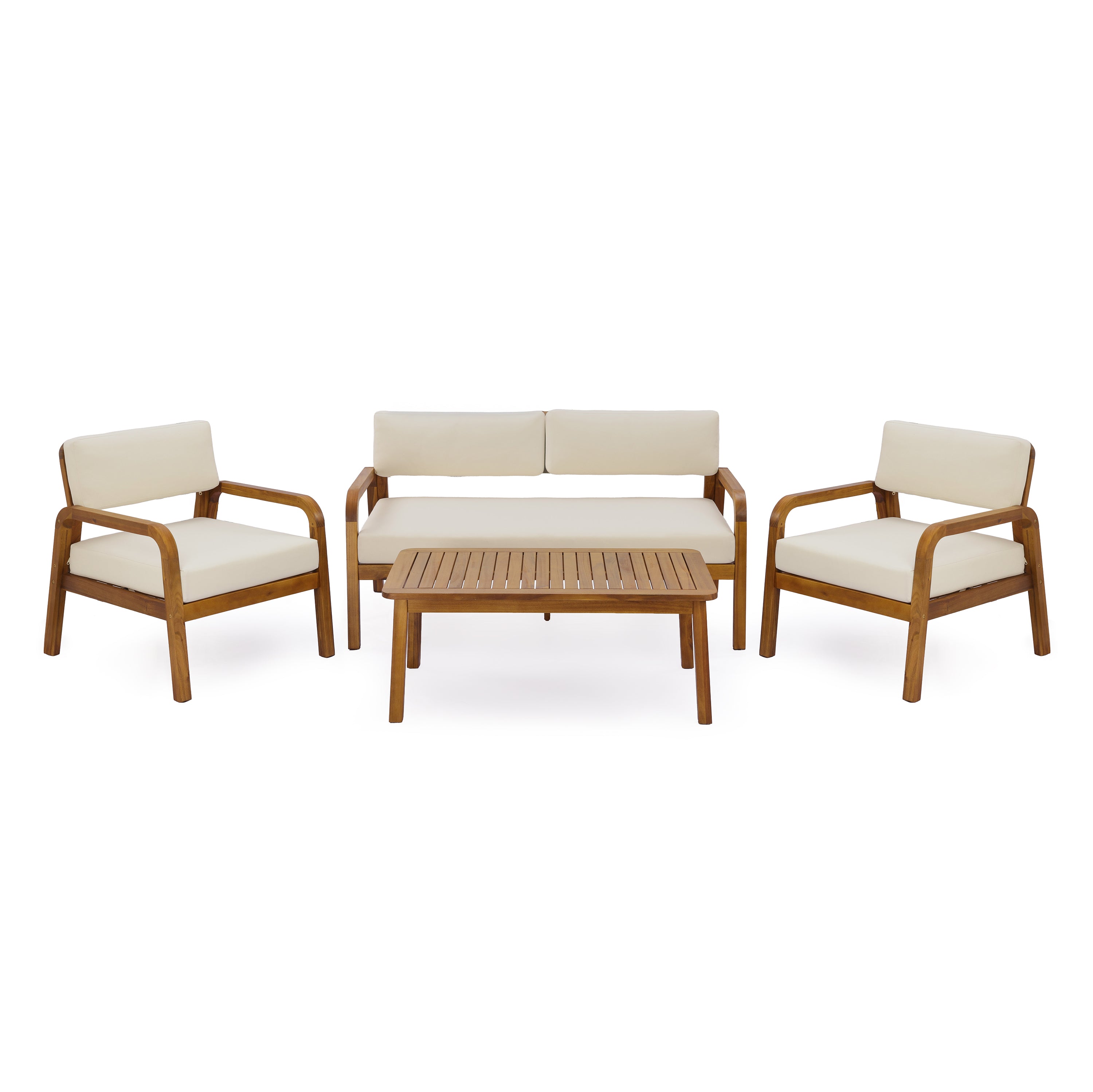 4-Piece Outdoor Sofa Set with Cushions Outdoor Loveseat & Coffee Table Set
