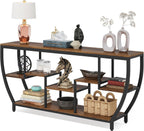70.9” Industrial Console Sofa Table with 7-Tier Storage Shelves