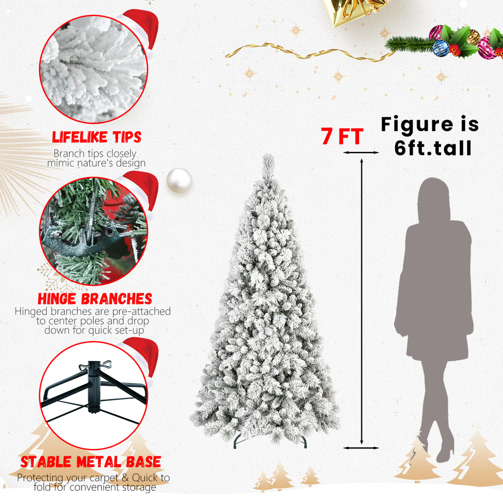 5FT Flocked Christmas Tree with 250 Warm LED Lights