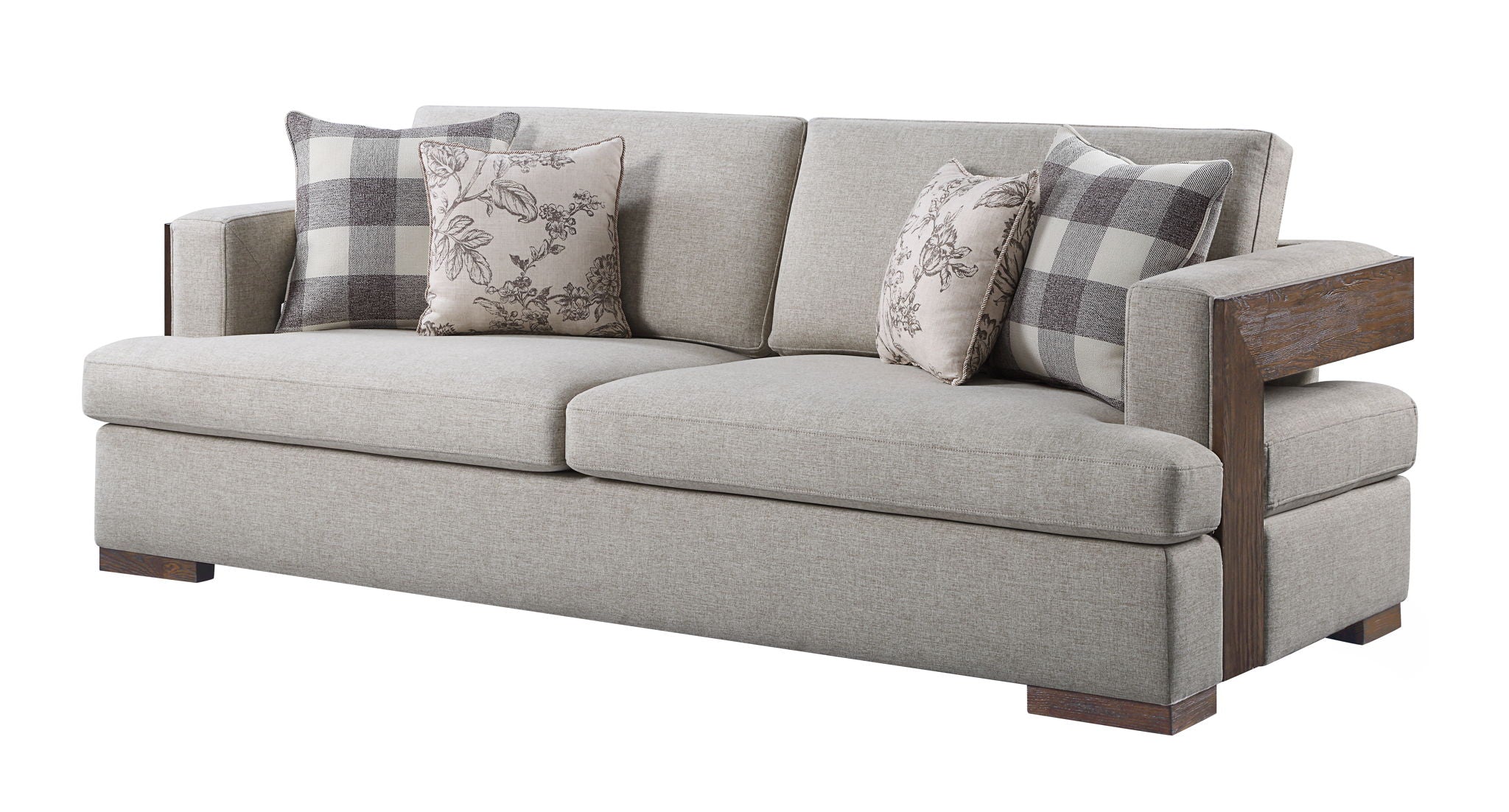 Niamey Sofa With 4 Toss Pillows - Walnut