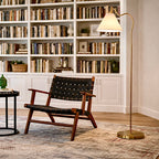Majestic Brass Ring Base Curved Floor Lamp