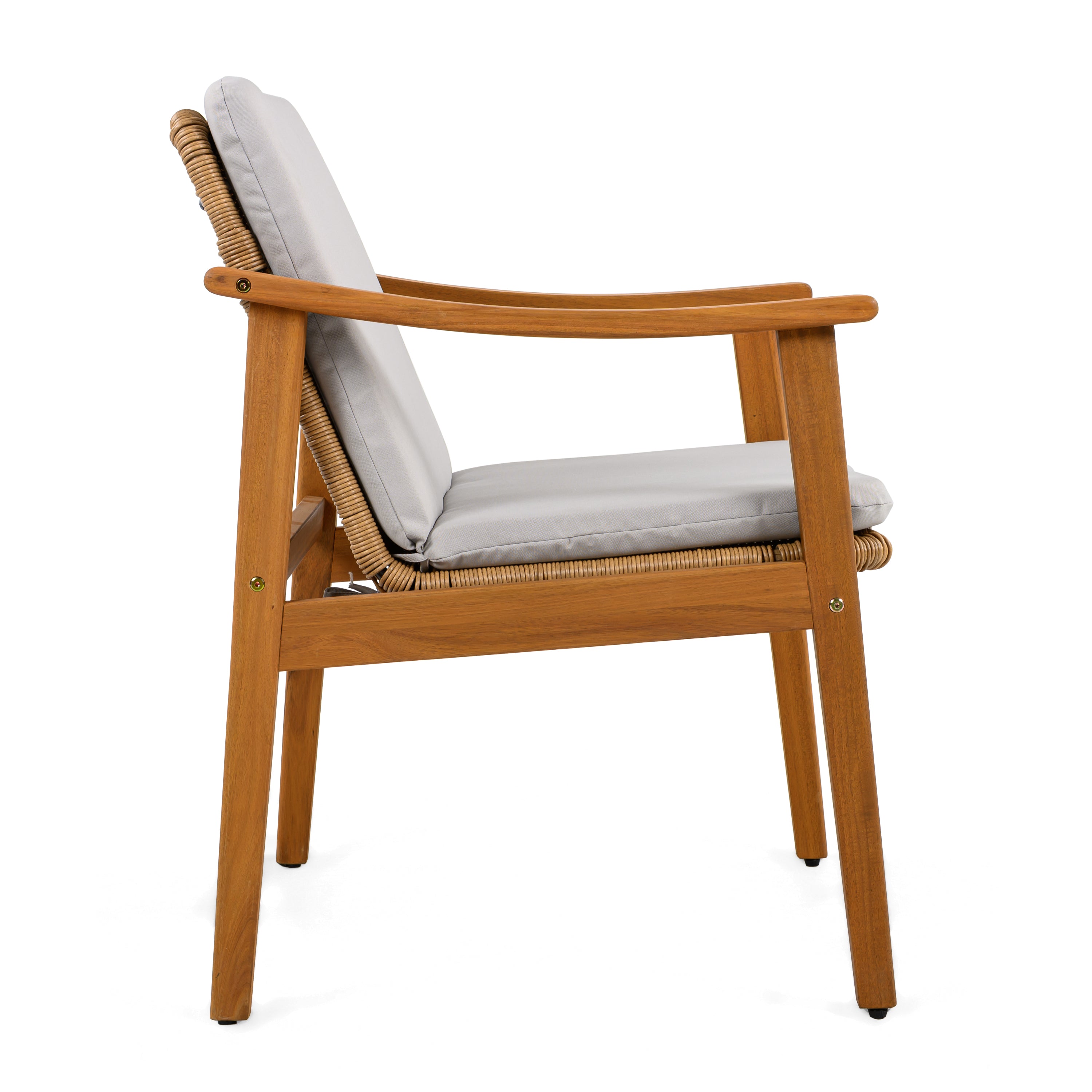 Outdoor Dining Chairs Set of 2, Teak Color Acacia Wood Frame