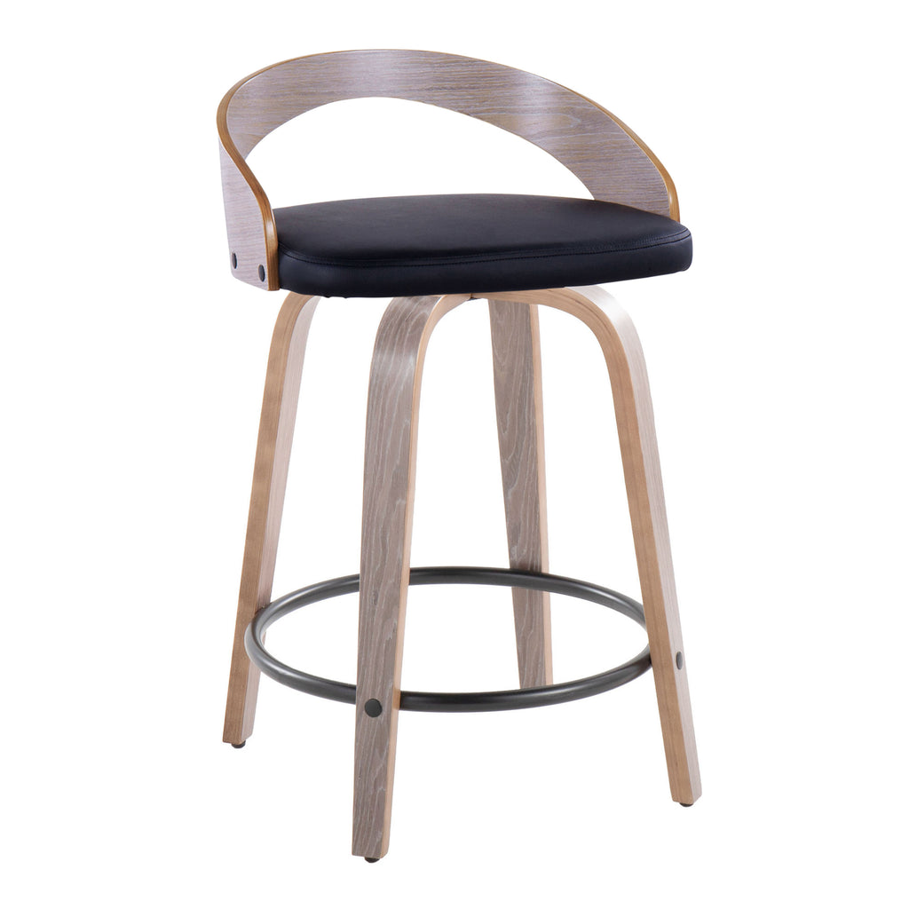 24" Contemporary Fixed-Height Counter Stool with Swivel in Light