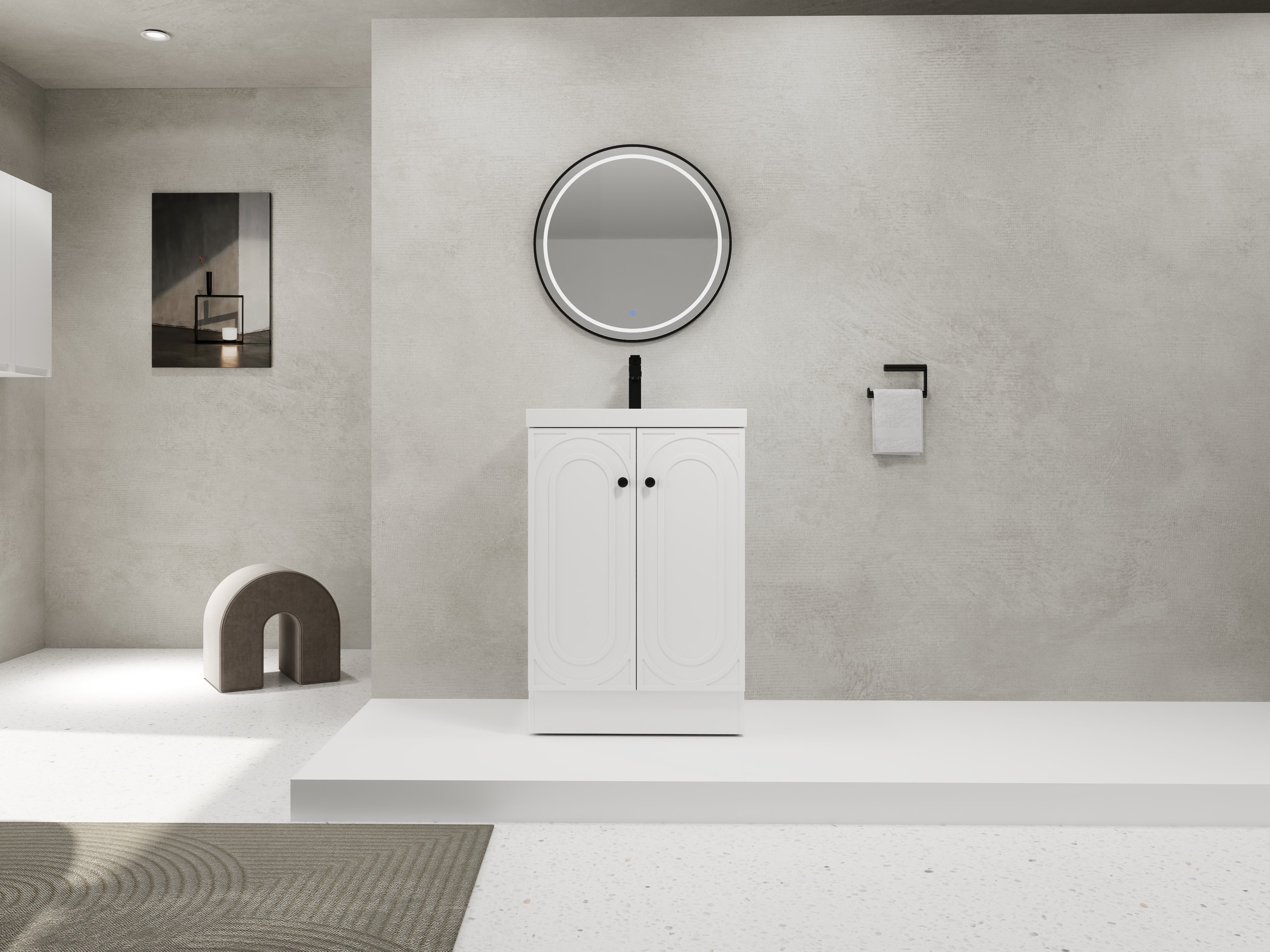 24" Freestanding Bathroom Vanity with Resin Sink