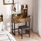 Makeup Vanity with LED Lights & Power Outlet