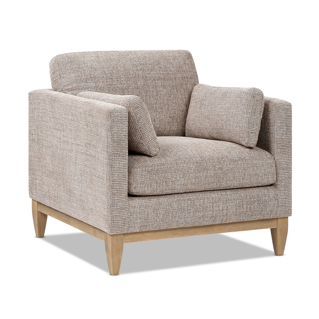 Knox 36" Modern Farmhouse Arm Chair, Stone Taupe Chenille