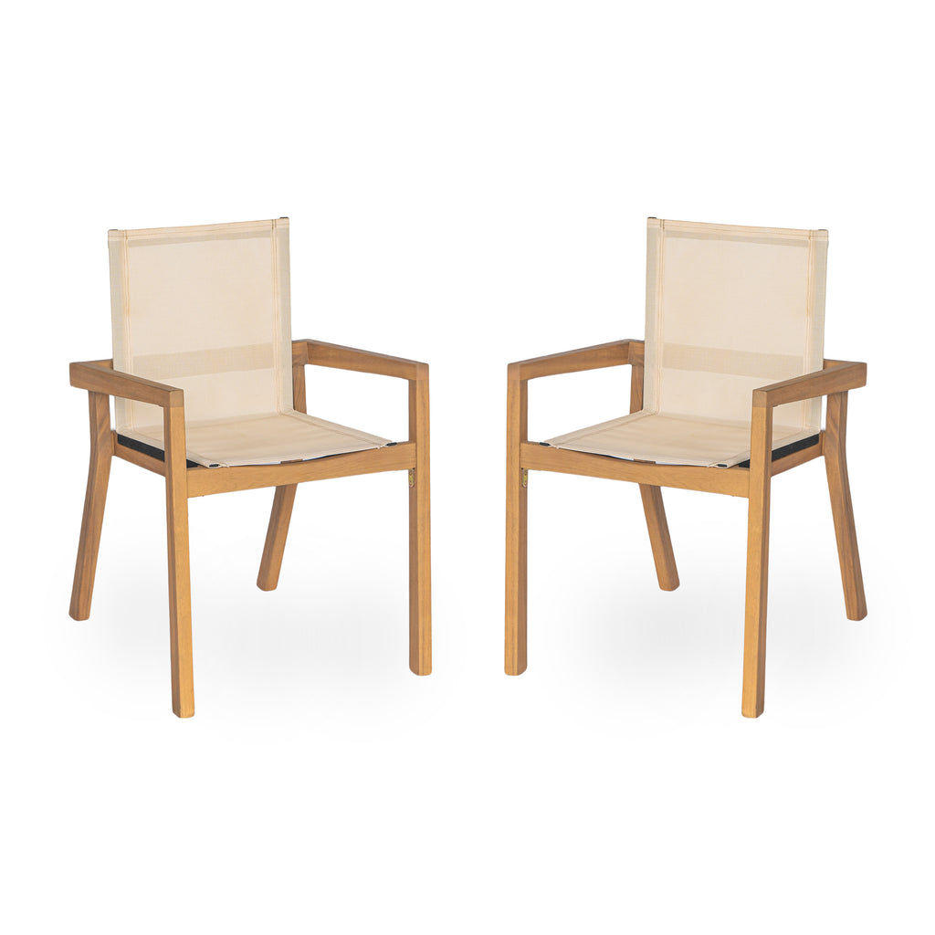 Belfast Dining Chair Set of 2, Teak Frame