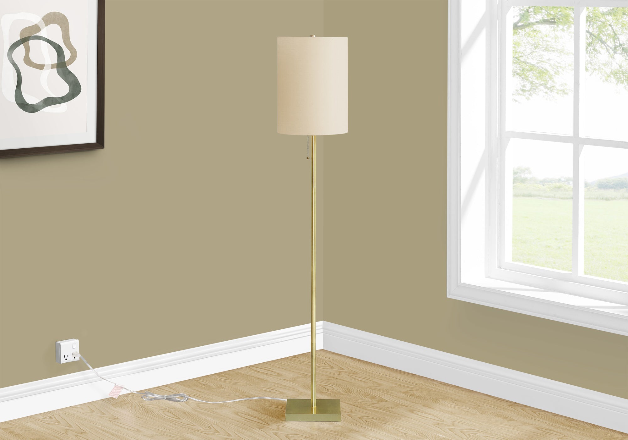 62"h Brass Metal Floor Lamp