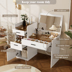 3-in-1 Vanity Desk with Flip Top Mirror