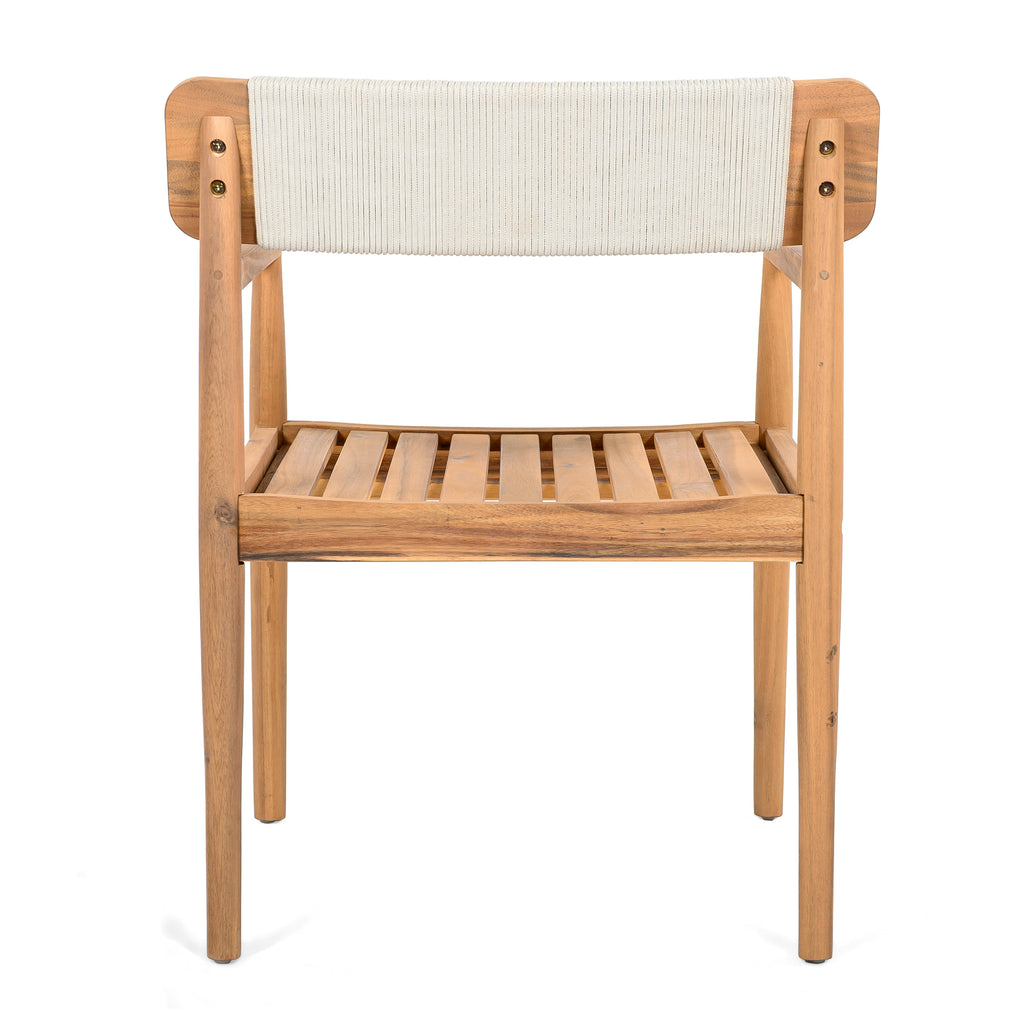 Creative Braided Acacia Wood Outdoor Dining Table and Chairs