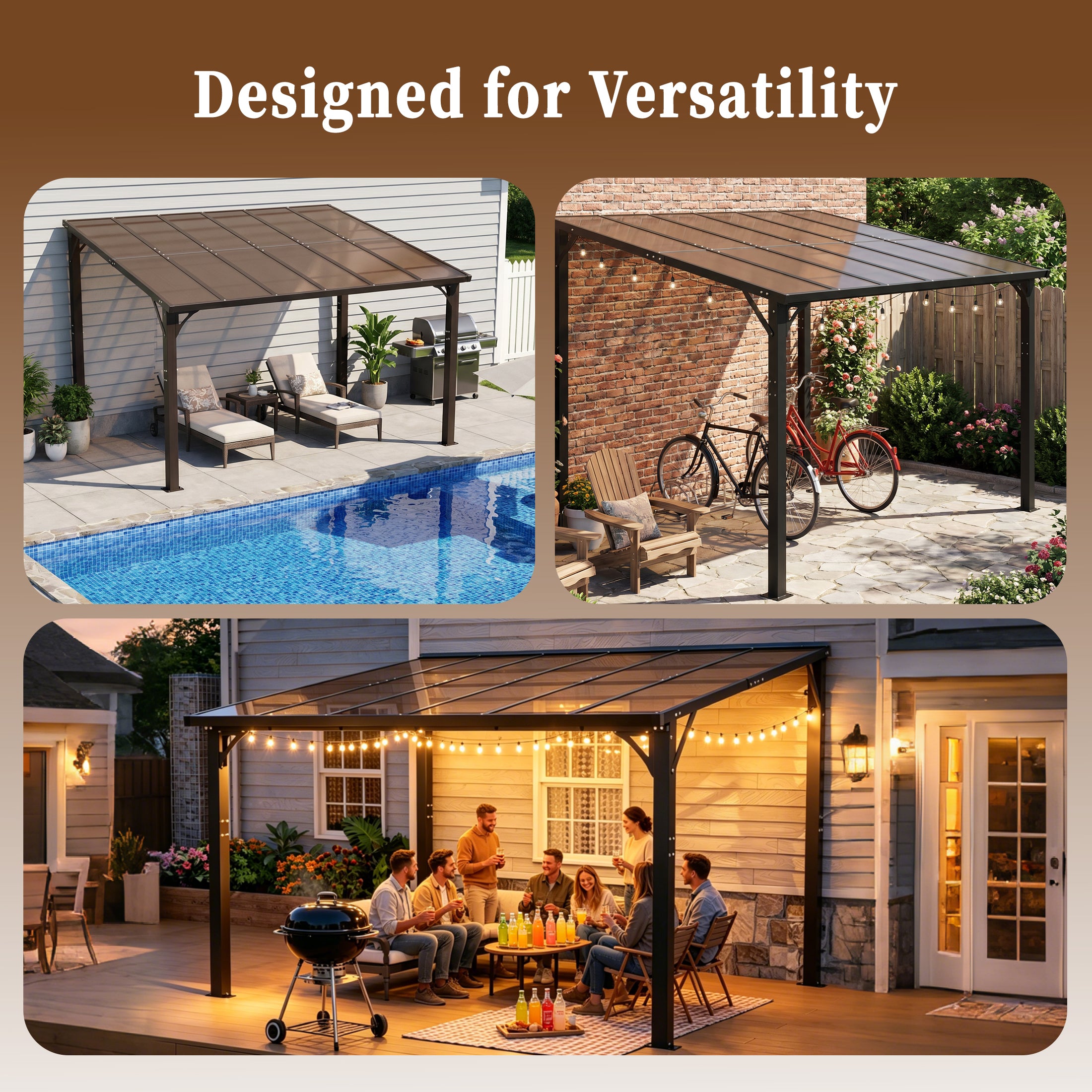 12x10 FT Hardtop Gazebo, Outdoor Patio Pergola