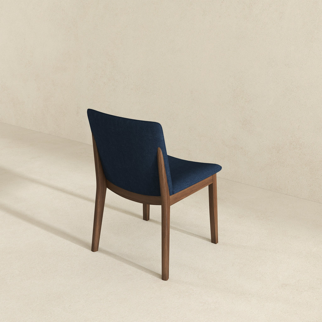 Laura Blue Linen Solid Wood Dining Chair Set of 2