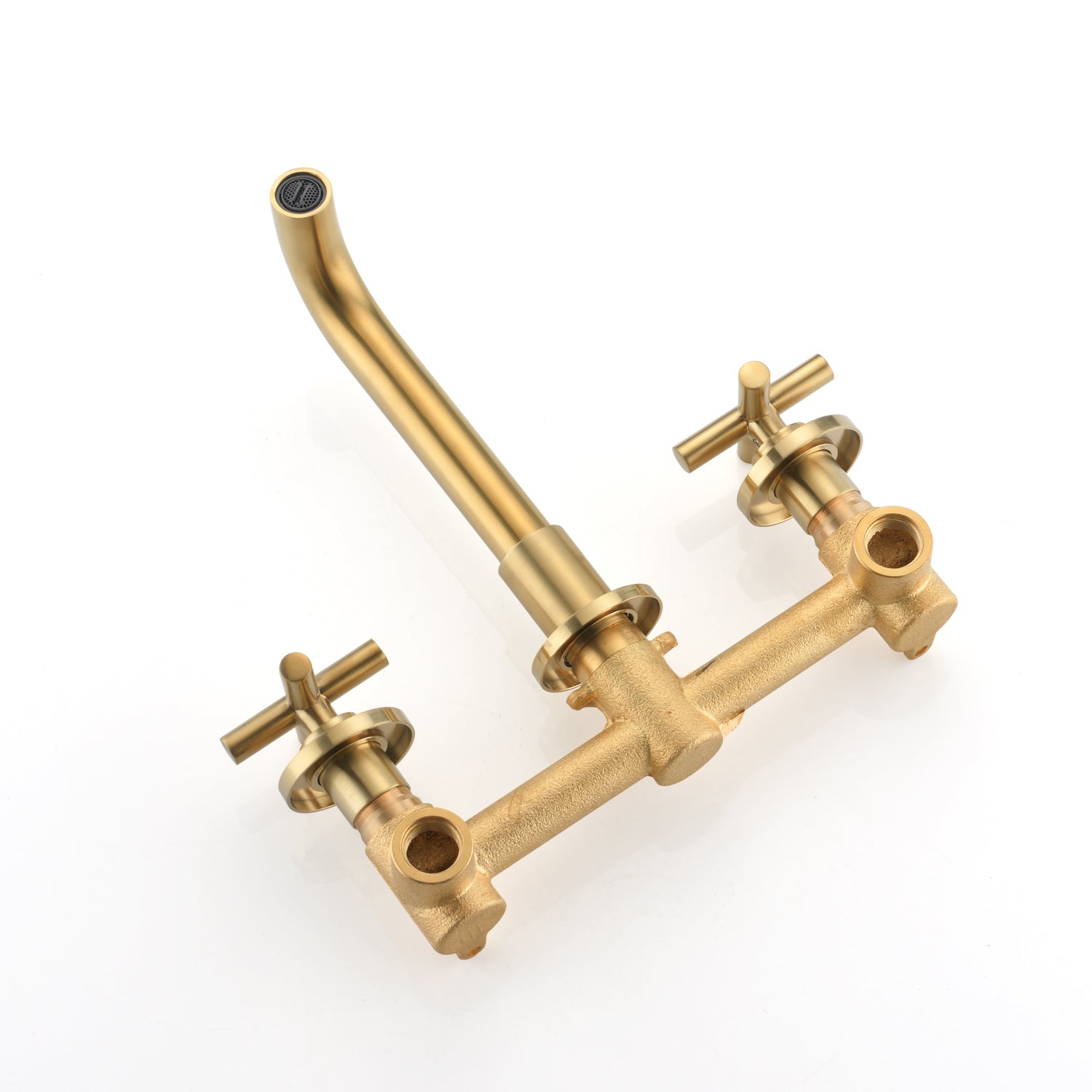 Wall Mounted Dual Handle Bathroom Sink Faucet with Pop-Up Drain
