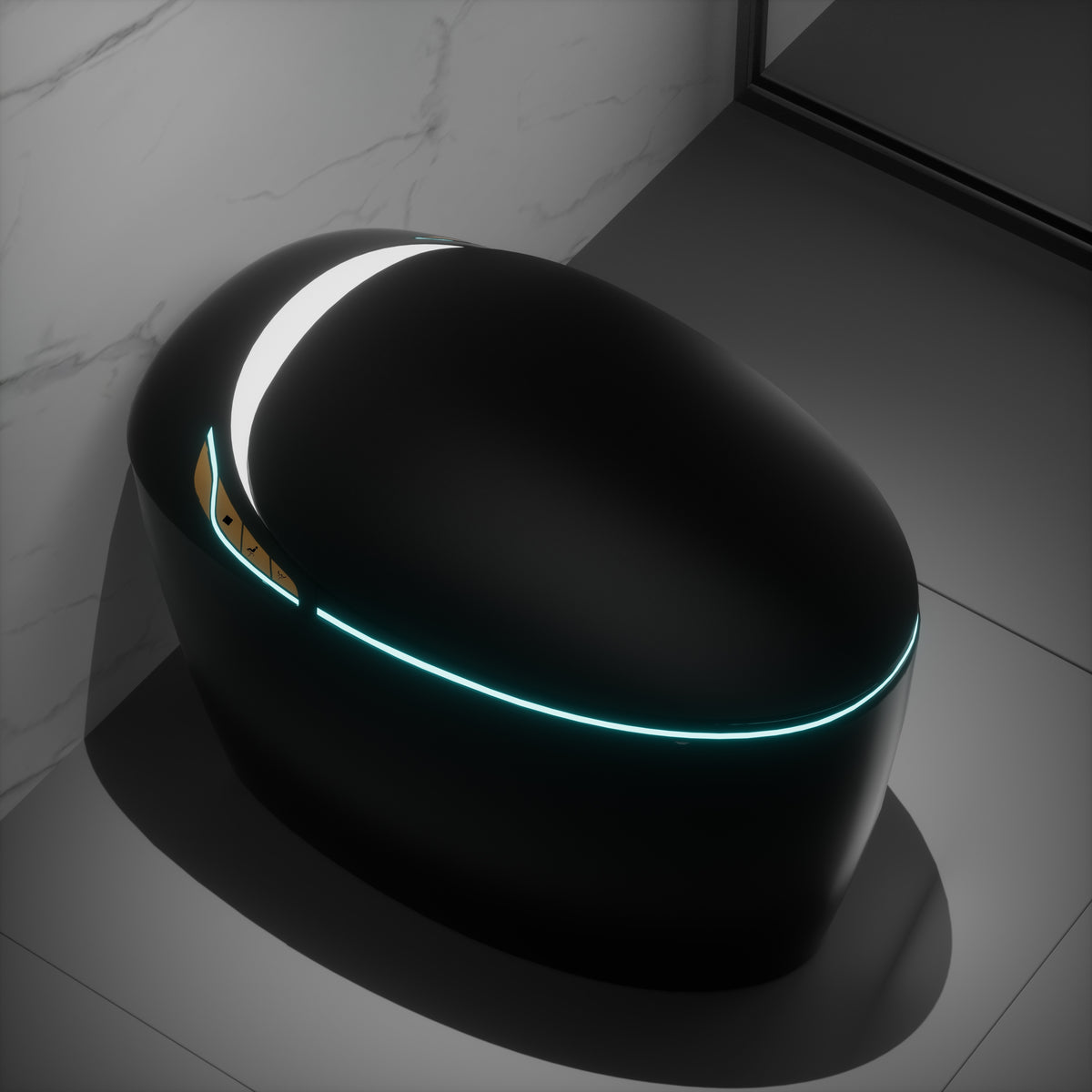 Unique Smart Toilet with Bidet Built In, Intelligent One Piece Toilet For Modern Bathroom, Auto Open/Close Seat, Foot Sensor, LED Display,Night Light, Warm Water & Dryer