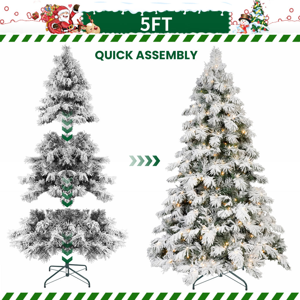 5ft Flocked Scarecrow-Shaped Christmas Tree with 200 Warm Lights