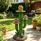 32" Resin Saguaro Cactus Plant Stand with 3 Display Shelves