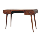 Solid Wood London Arch Writing Desk, 2-Drawers, Chestnut