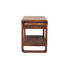 Solid Wood Small Buffalo Slatted Bench with Open Storage