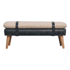 Boucle x Leather Upholstered Bench, Nordic Legs