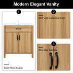 30" Wood Bathroom Vanity with Solid Wood Frame