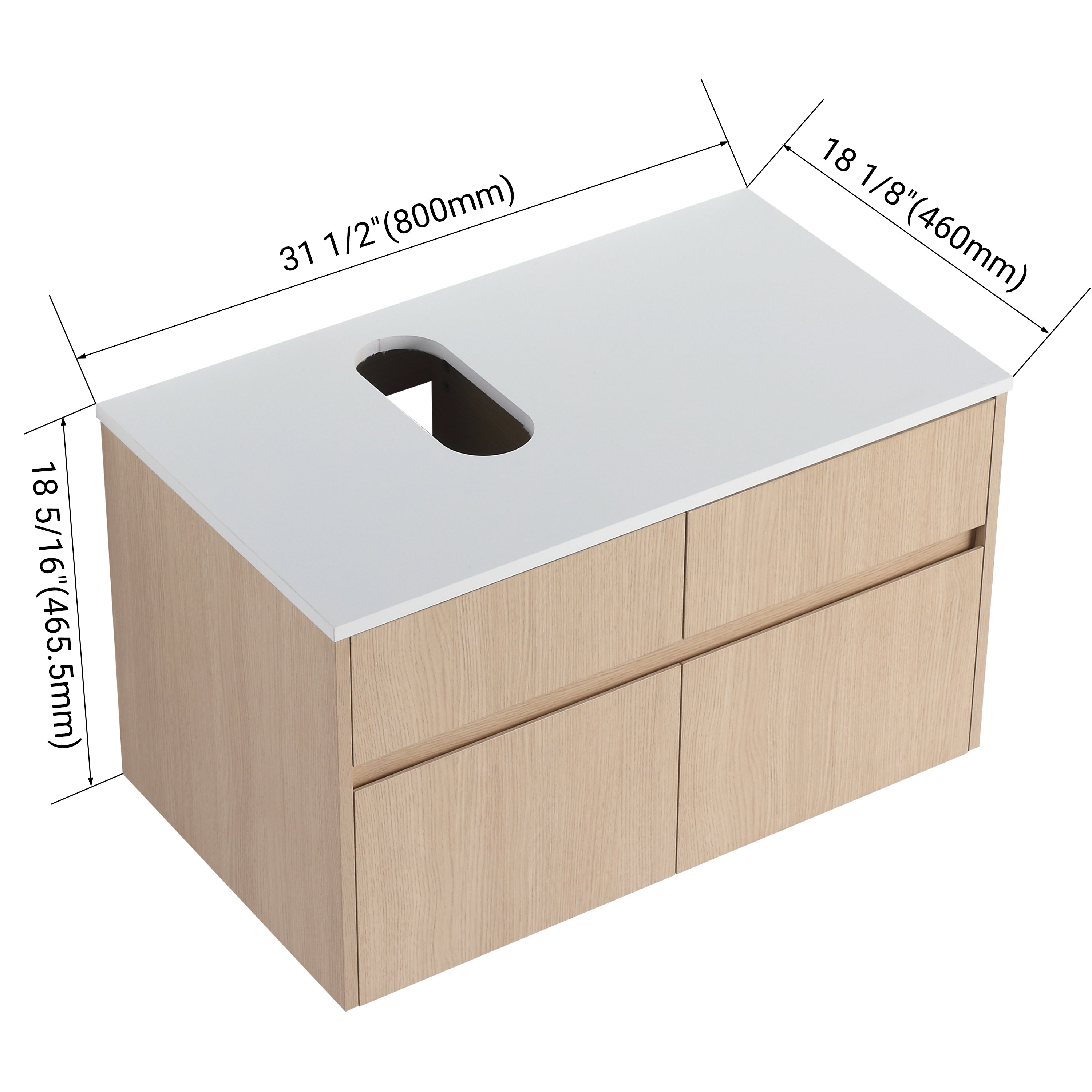 32 Inch Wall-Mounted Bathroom Vanity
