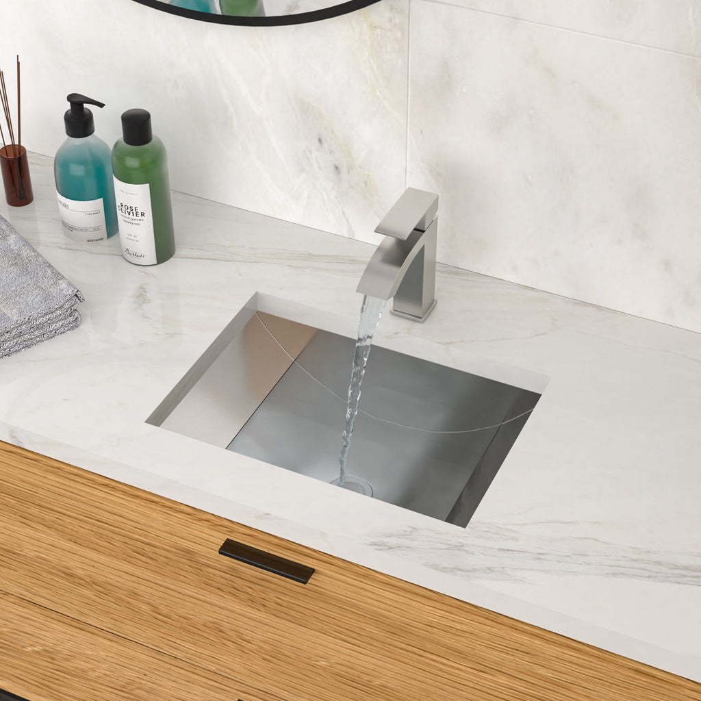 18"x13" Brushed Nickel Stainless Steel Undermount Bathroom Sink