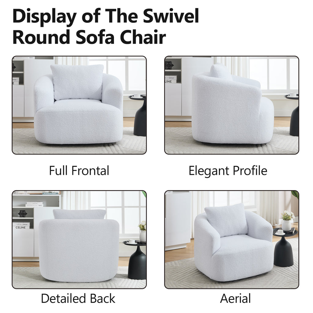 360° Swivel Round Upholstered Comfy Chair