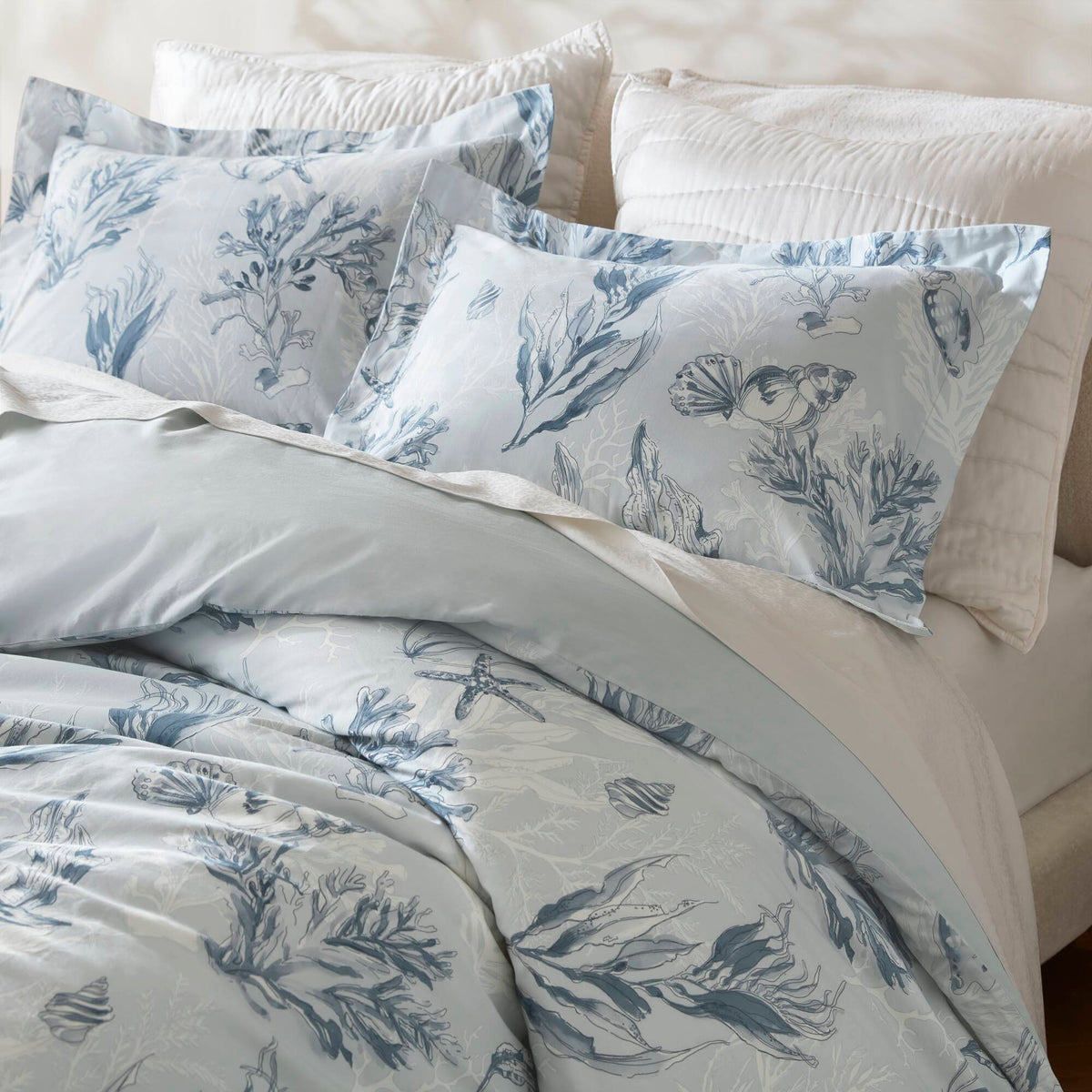 3-Piece King 100% Cotton Sateen Duvet Cover Set, Navy/Blue