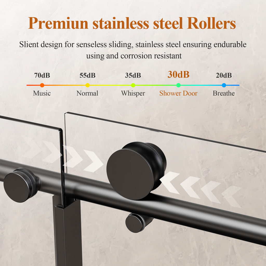 Frameless Stainless Steel Round Tube Single Sliding Shower Door