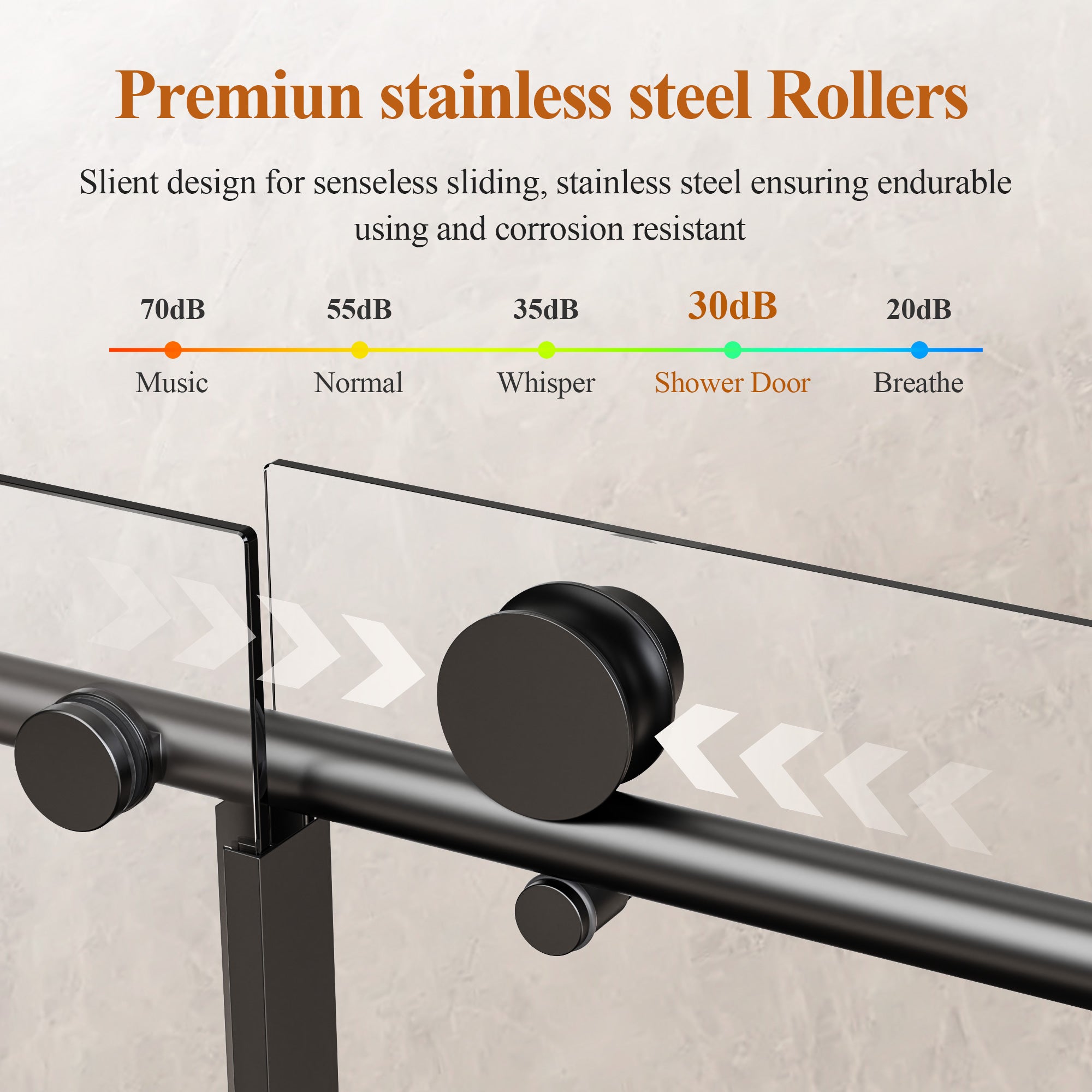 Frameless Stainless Steel Round Tube Single Sliding Shower Door