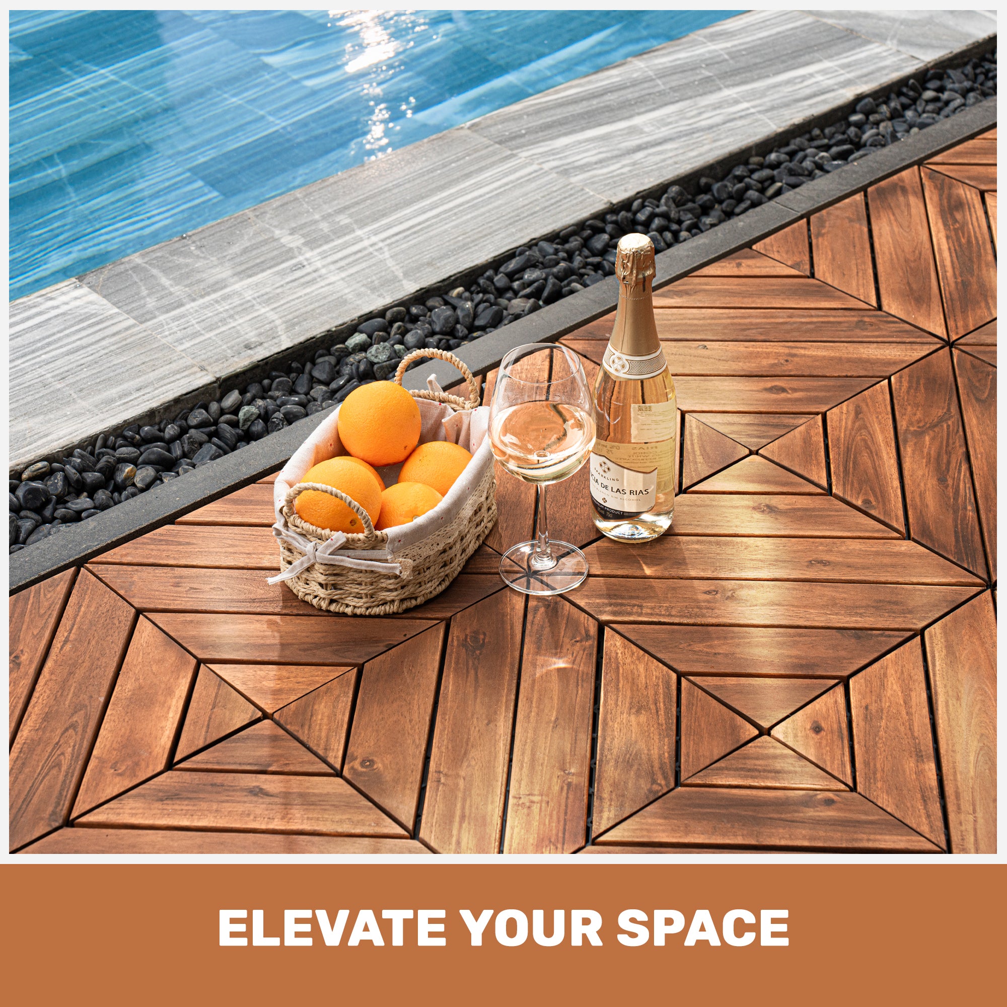 10 PCS Interlocking Deck Tiles - Acacia Wood