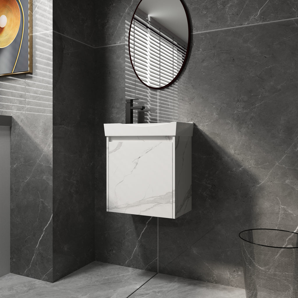 20" Wall-Mounted Bathroom Vanity with Ceramic Sink