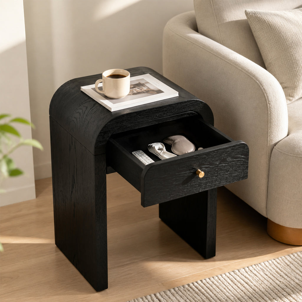 Curved Bedside Side Table