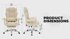 Big and Tall Executive Office Chair with Footrest - Beige
