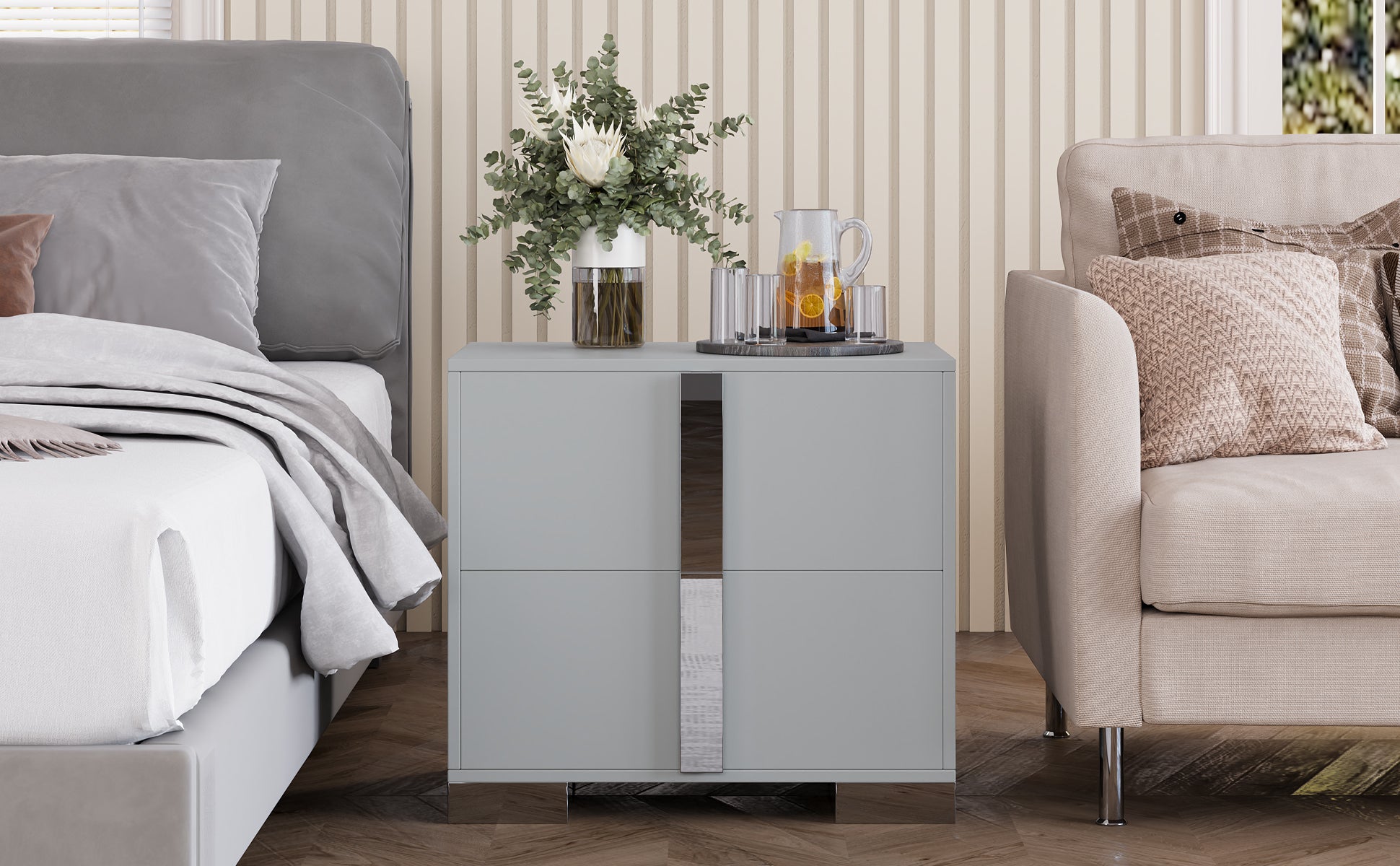Modern End Table with Drawers