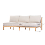73.23" Outdoor Acacia Wood Frame Three-Seater Sofa