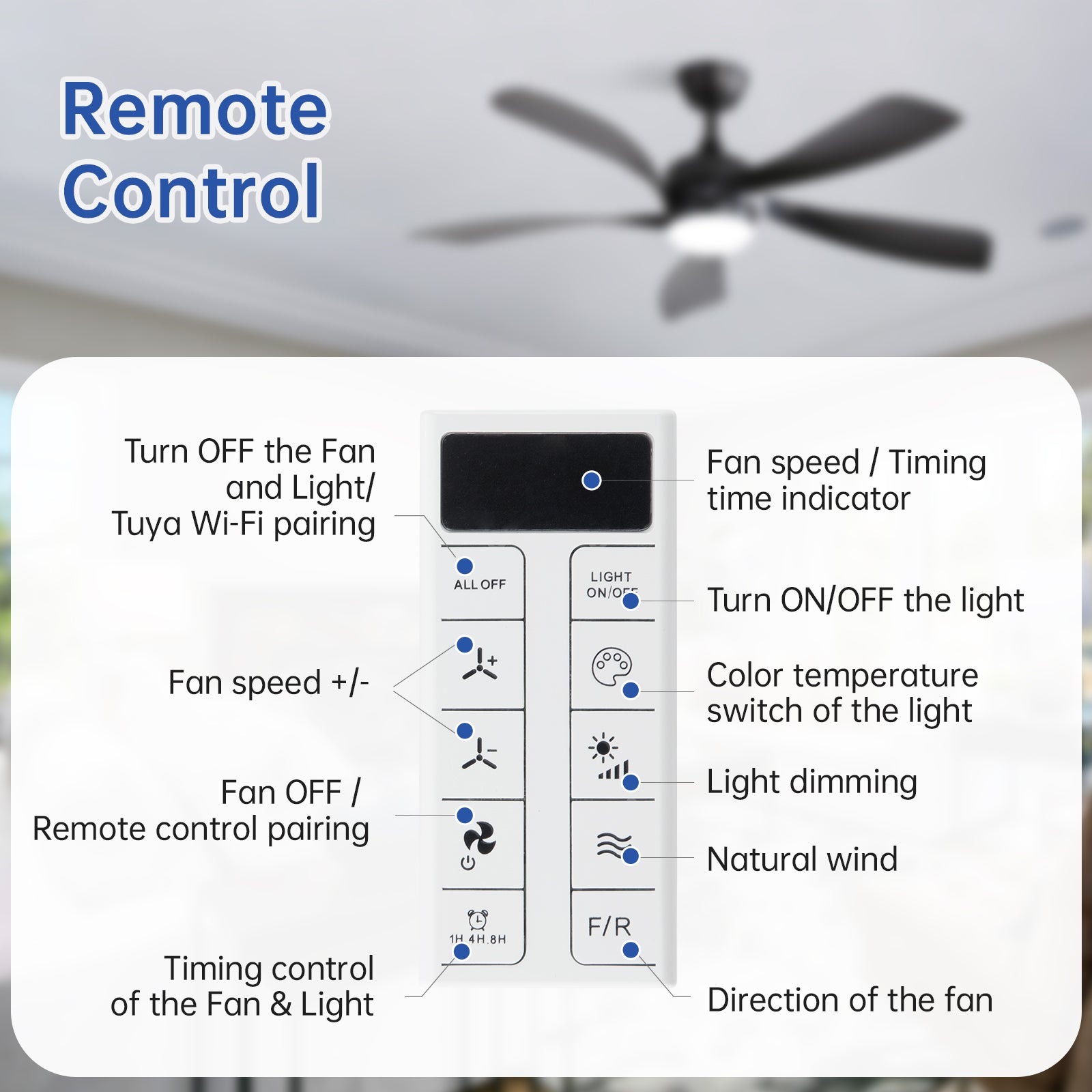 45 Inch Matte Ceiling Fan with LED Light