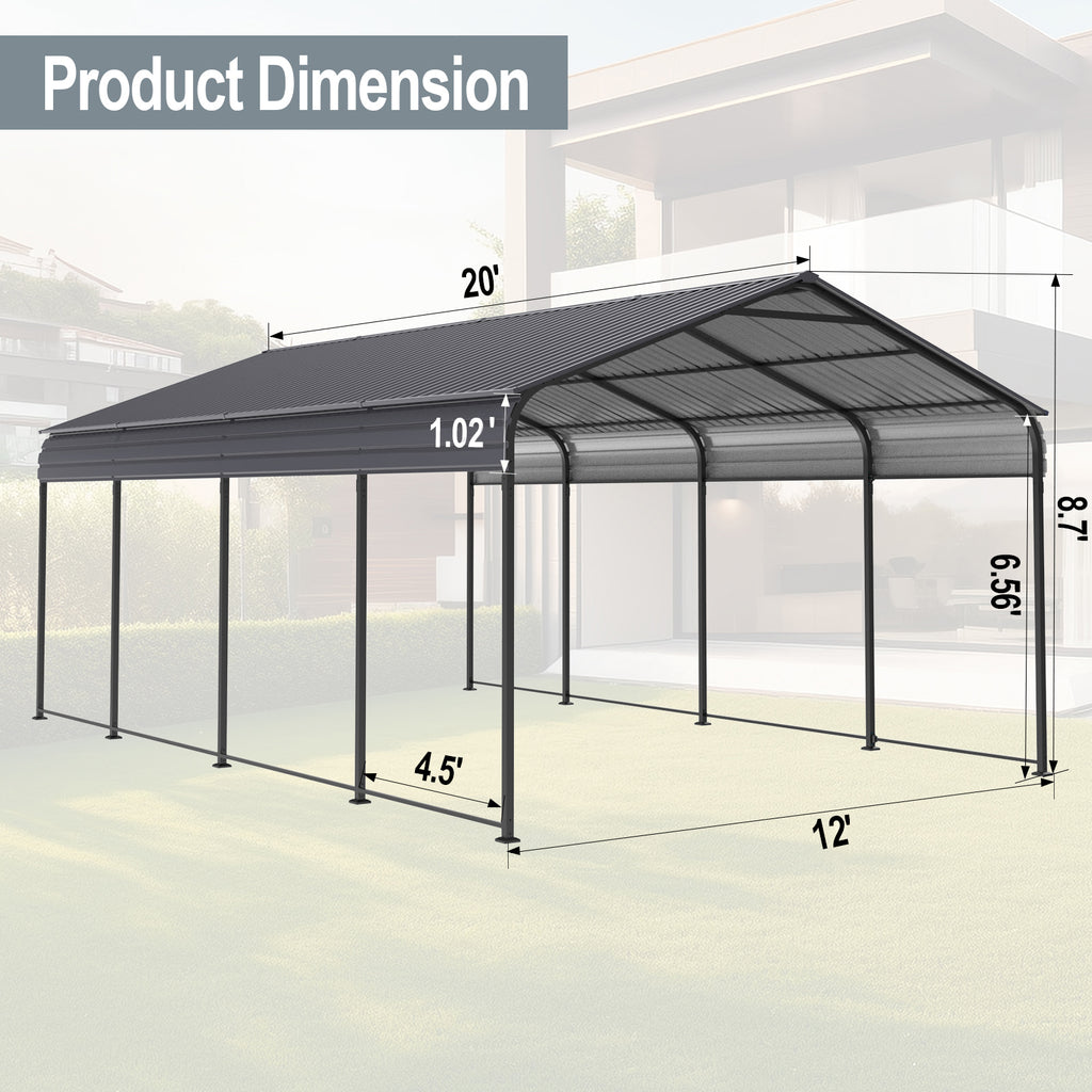 12 x 20 FT Heavy Duty Metal Carport