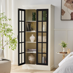 71.2'' Freestanding Glass Door Pantry