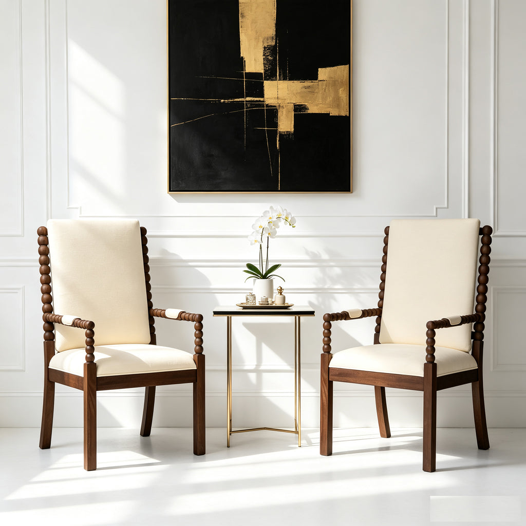 Set of 2 Rubber Wood Dining Chairs