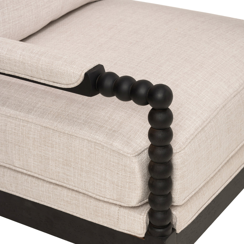 Rubber Wood Accent Chair with Upholstered Fabric