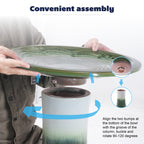 Handmade Glazed Ceramic Bird Bath, 17" Concentric Ripple Embossed Tray & 18" Pedestal Base