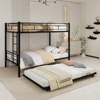 Black Twin Metal Triple Bunk Bed – Space-Saving and Modern