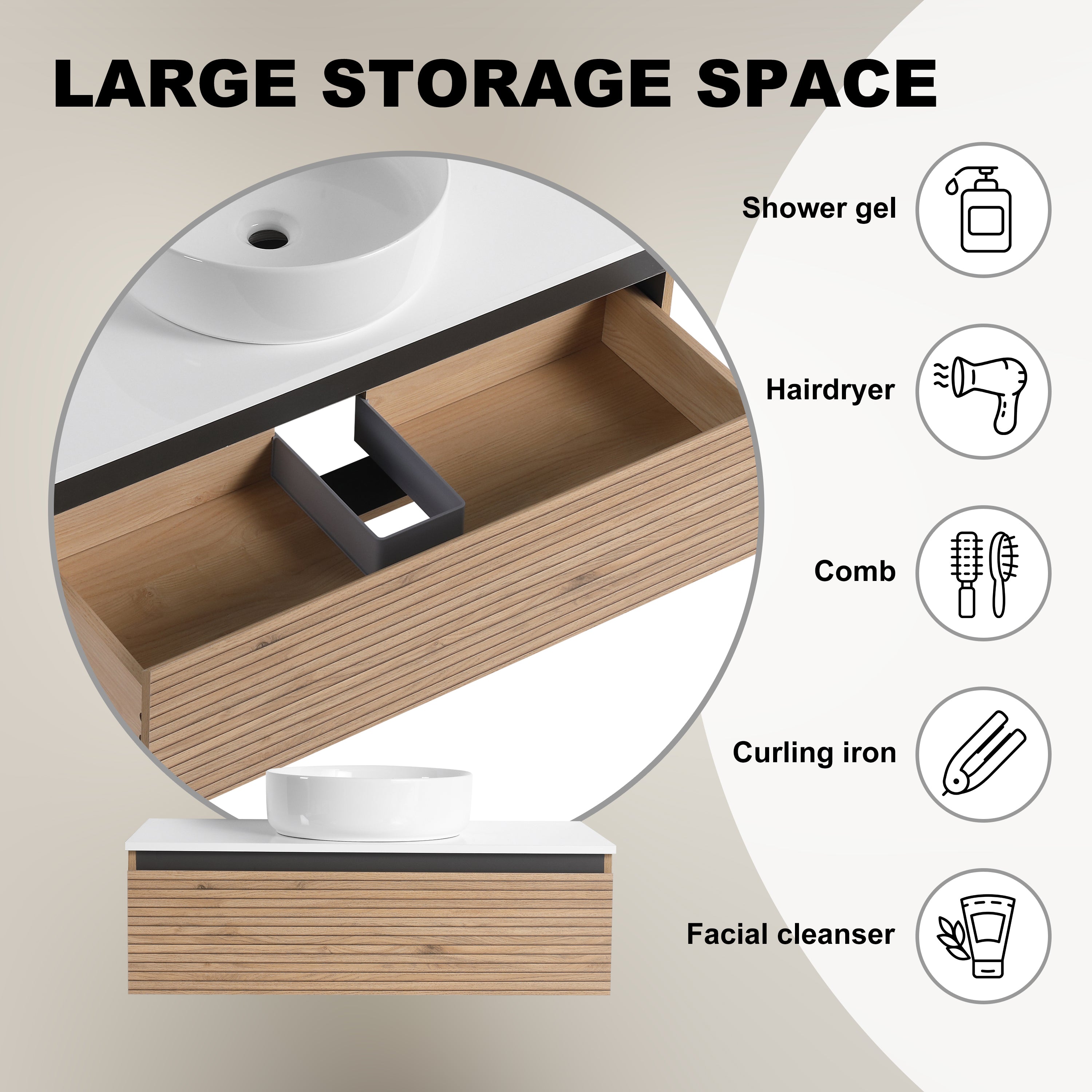 36'' Wall-Mounted Bathroom Vanity