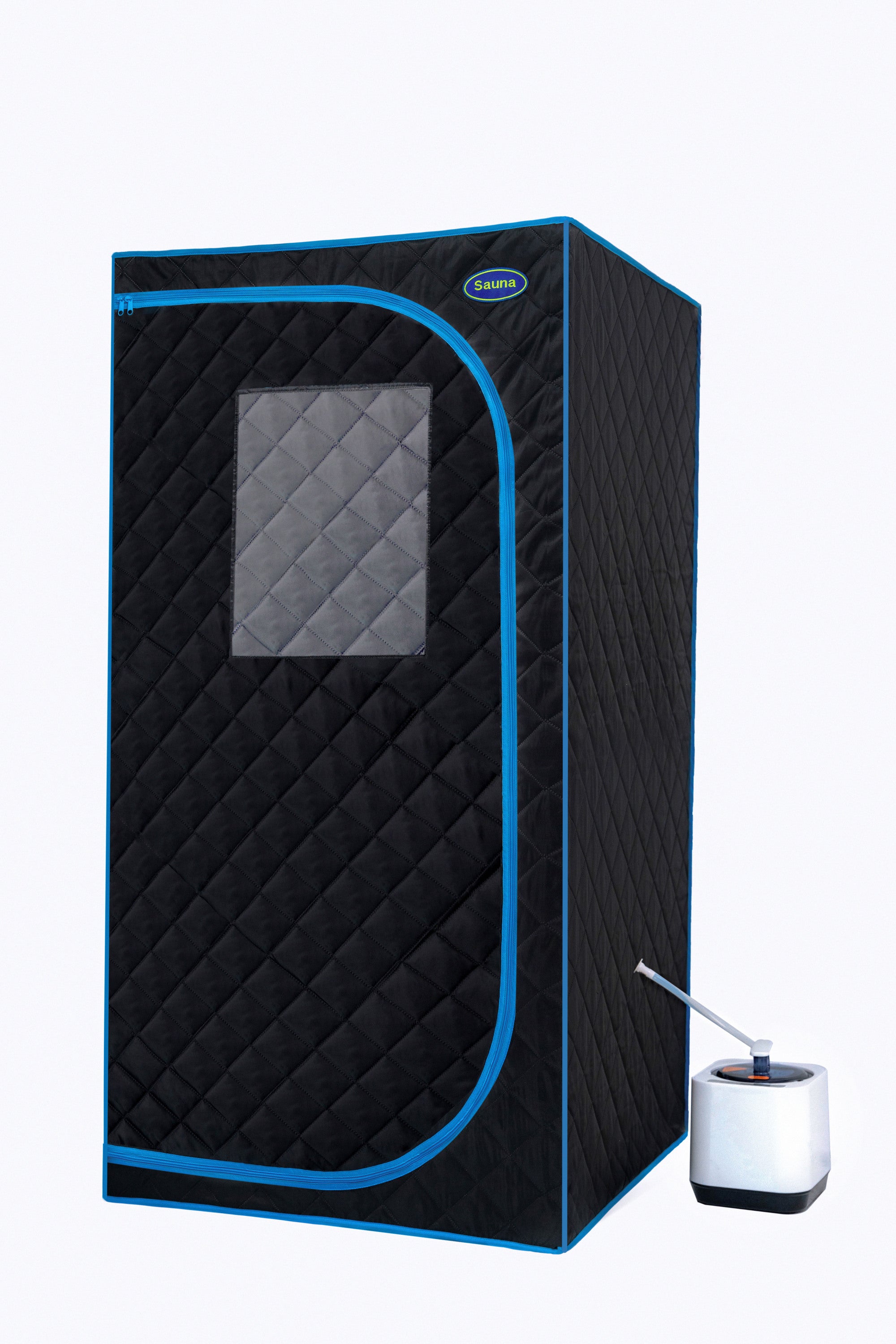 Portable Black Full Size Steam Sauna tent–Personal Home Spa, with Steam Generator, Remote Control, Foldable Chair, PVC pipes. Easy to Install,fast heating, with FCC & UL Certification.