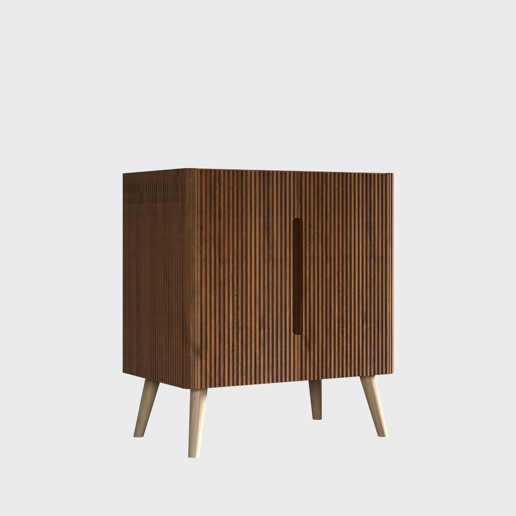 Etna 30-Inch Bathroom Vanity, Walnut Striped, Modern Freestanding Cabinet